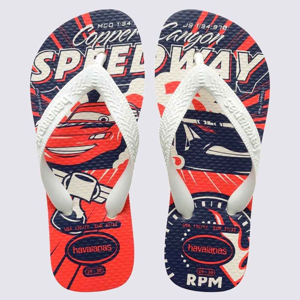 Chinelo Havaianas Infantil Carros Disney Branco
