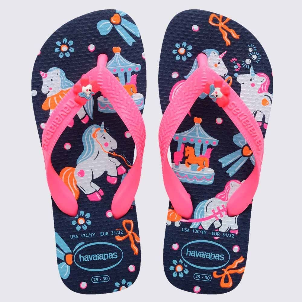 Chinelo Havaianas Infantil Fantasy Marinho/Rosa