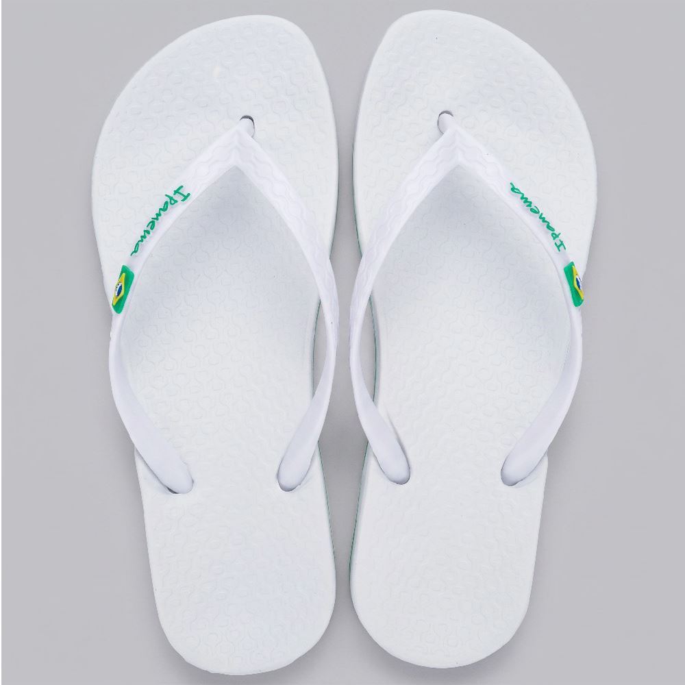 Chinelo Ipanema Feminino Anatômica Brasil Branco/Branco/Verde