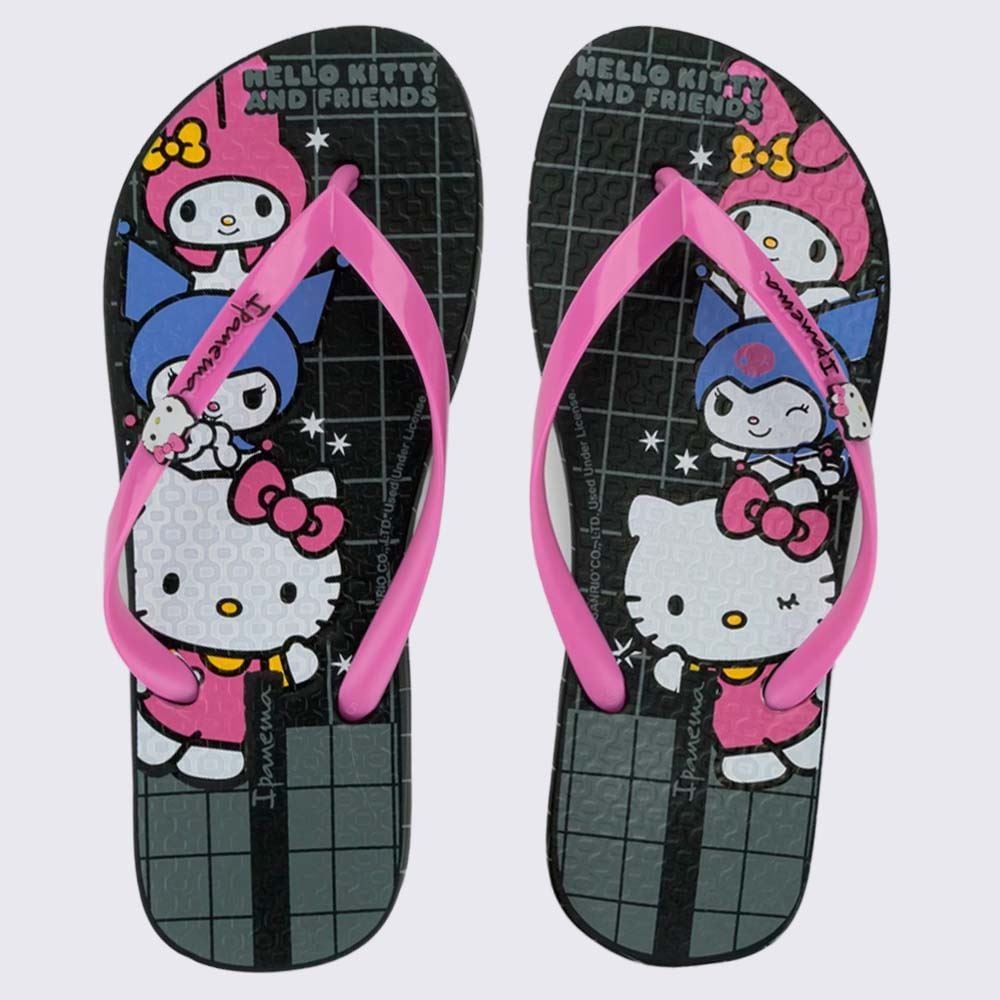 Chinelo Ipanema Feminino Hello Kitty And Friends Preto/Lilas