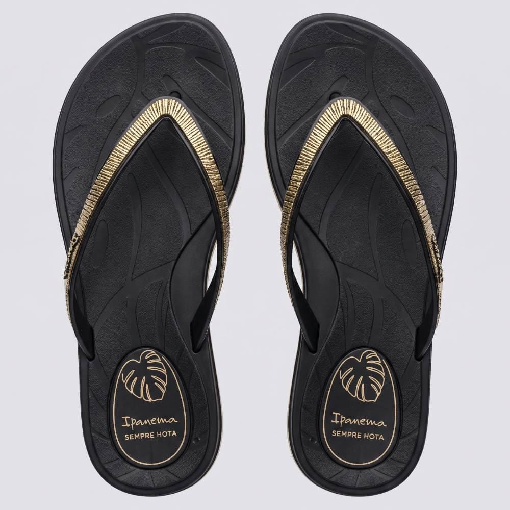 Chinelo Ipanema Feminino Shine Ad Preto/Bege