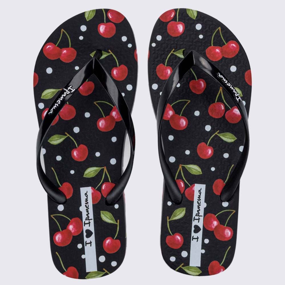 Chinelo Ipanema Feminino Trendy Print Preto/Vermelho/Verde