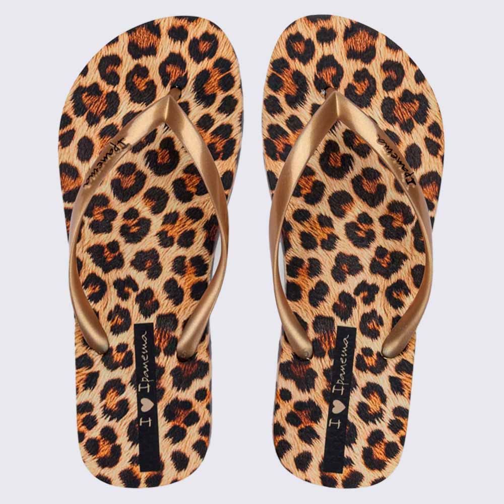 Chinelo Ipanema Feminino Trendy Print Bege/Ouro/Marrom