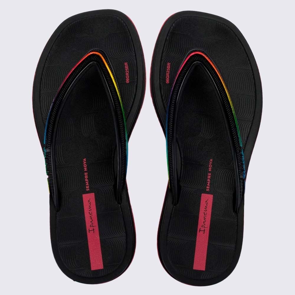 Chinelo Ipanema Infantil Glow Preto/Preto/Rosa
