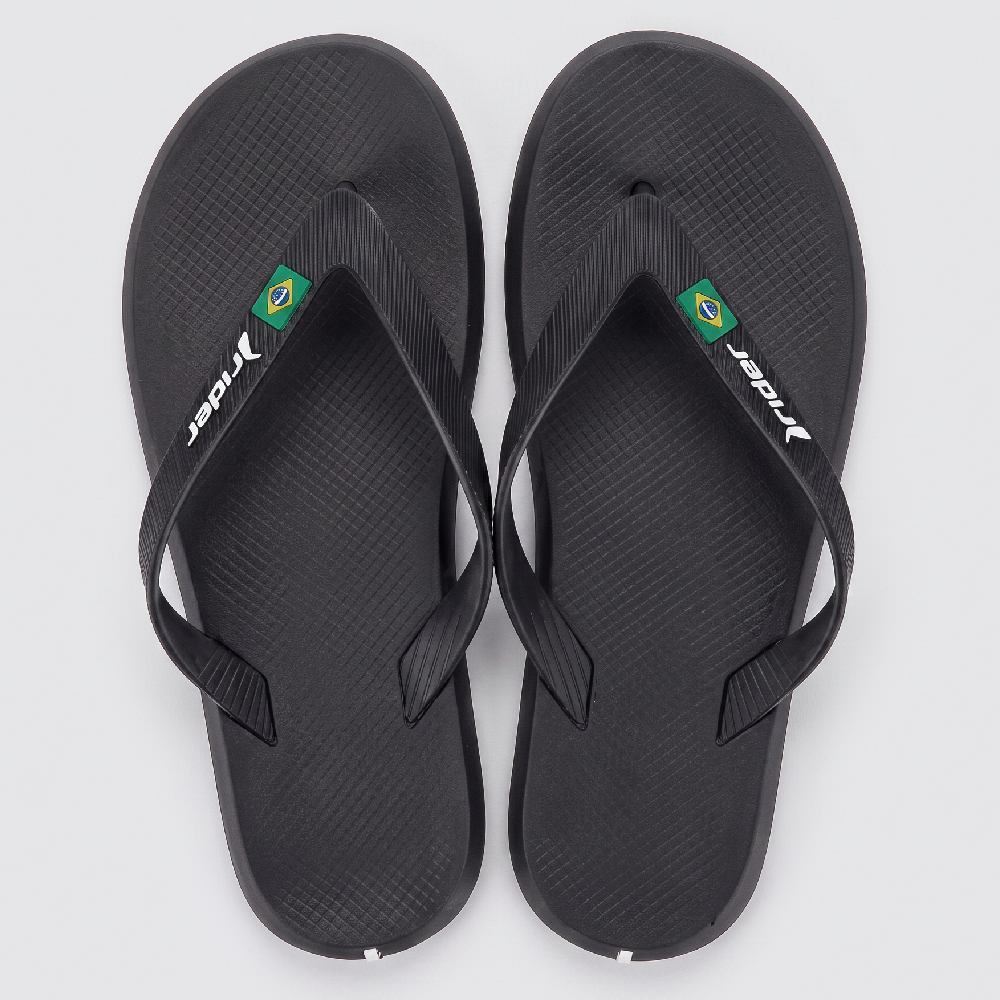 Chinelo Rider Masculino Brasil Preto/Preto/Branco