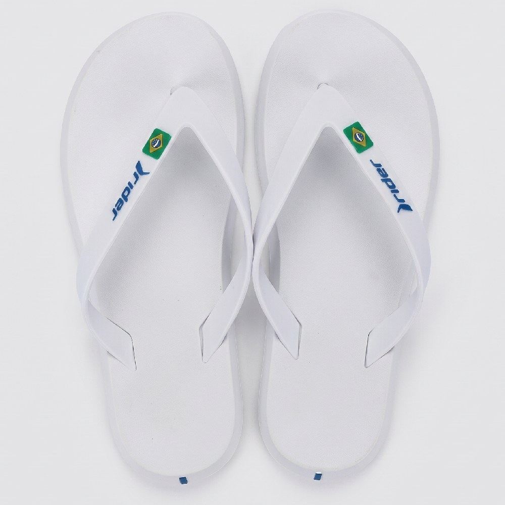 Chinelo Rider Masculino Brasil Branco/Branco/Azul