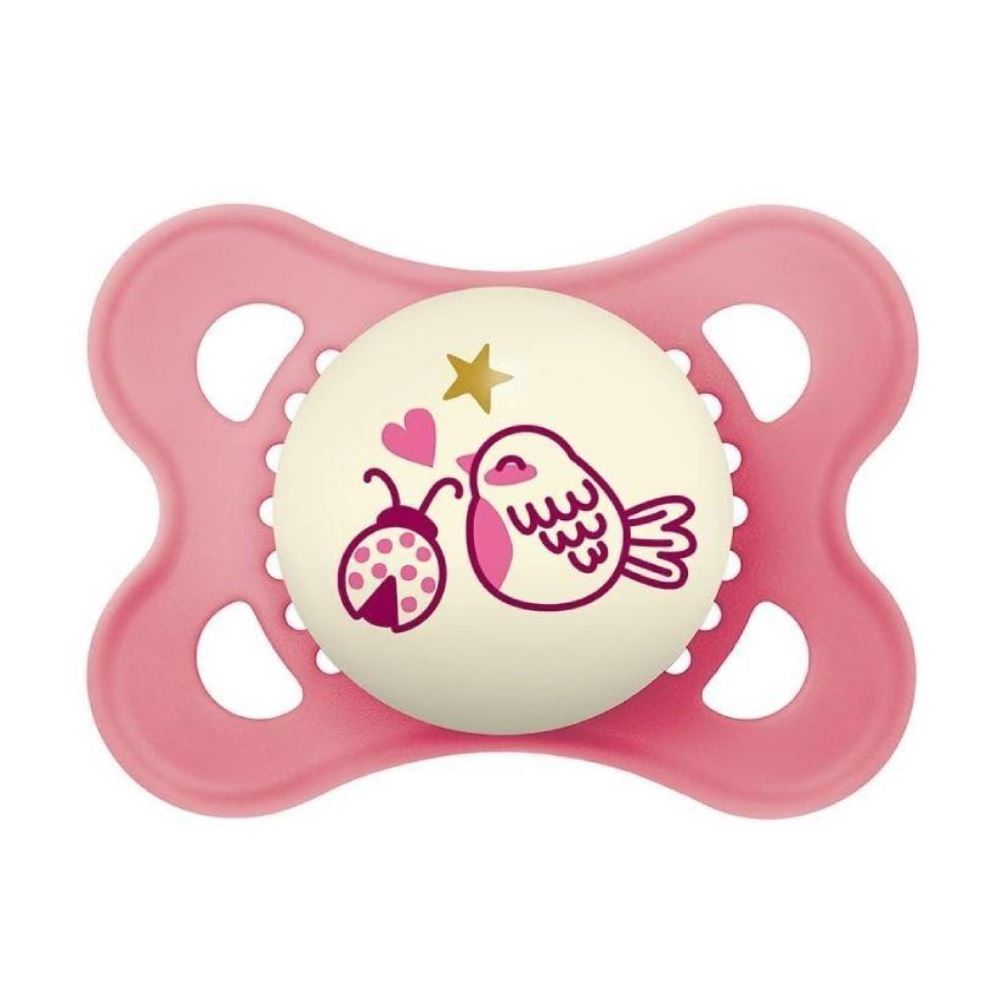 Chupeta com Bico de Silicone Noite Mam 0 a 6 Meses - Rosa