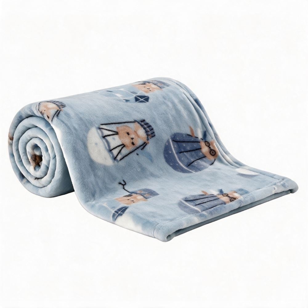 Cobertor para Bebê Flannel 100% Poliéster Camesa - Urso Azul
