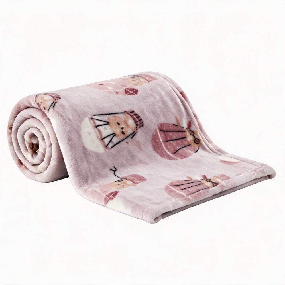 Cobertor para Bebê Flannel 100% Poliéster Camesa - Urso Rosa