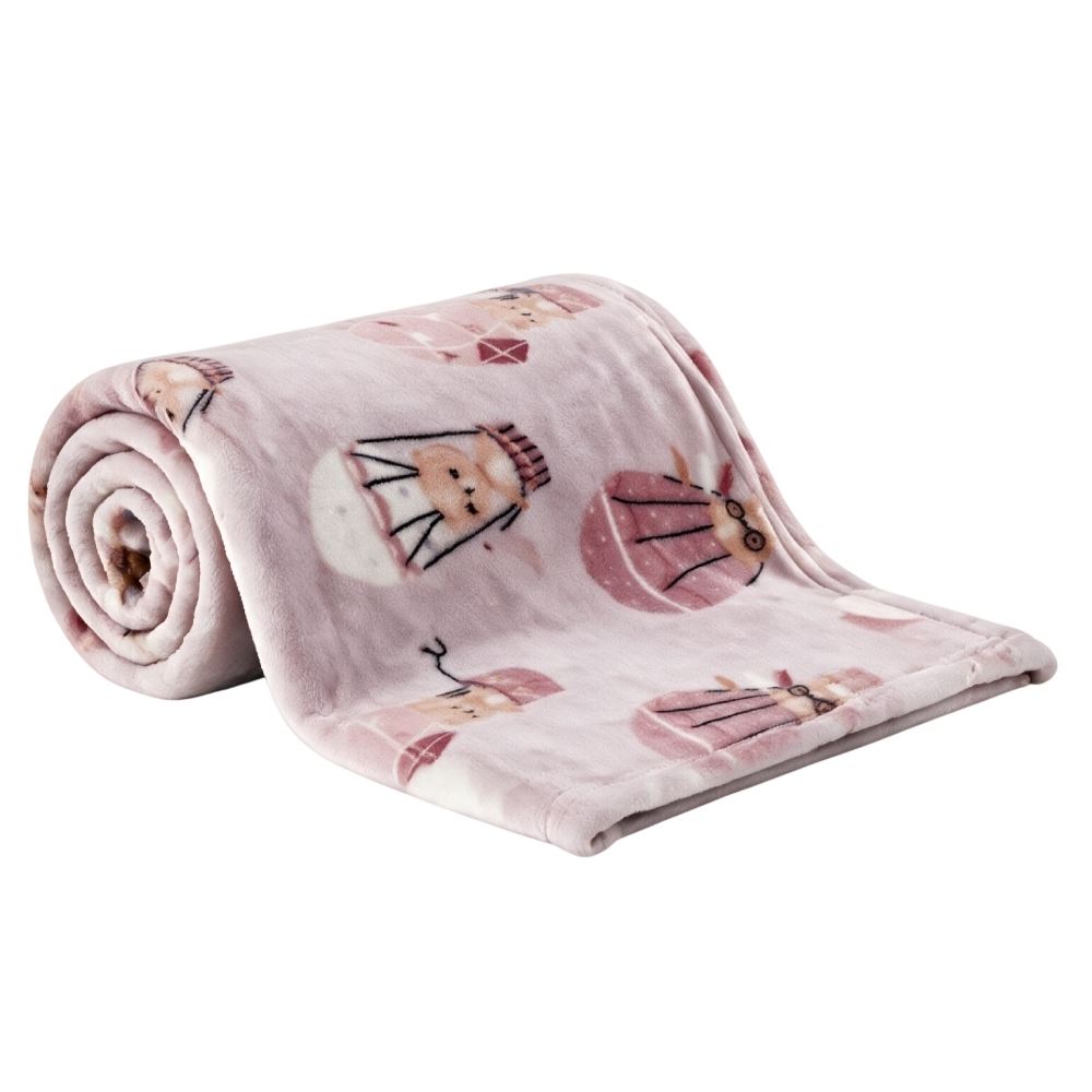 Cobertor para Bebê Flannel 100% Poliéster Camesa - Urso Rosa