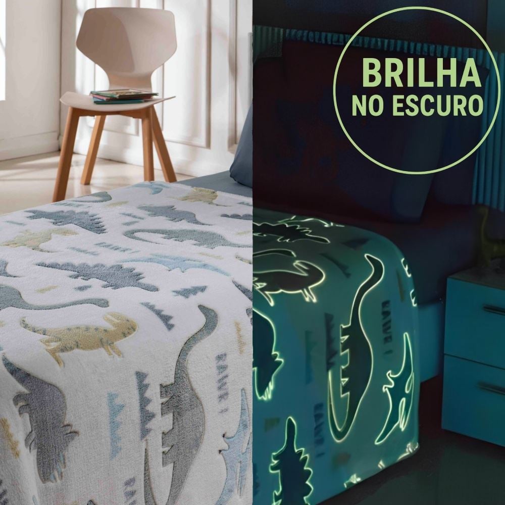 Cobertor Infantil Mágico Encantos Brilha No Escuro Havan Kids - Dinossauros