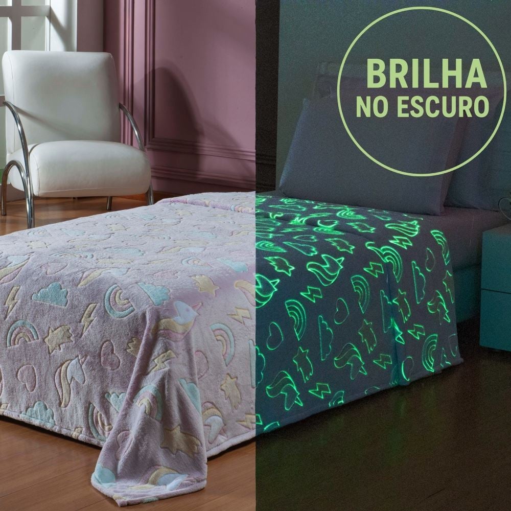 Cobertor Infantil Mágico Encantos Brilha No Escuro Havan Kids - Rainbow Rosa