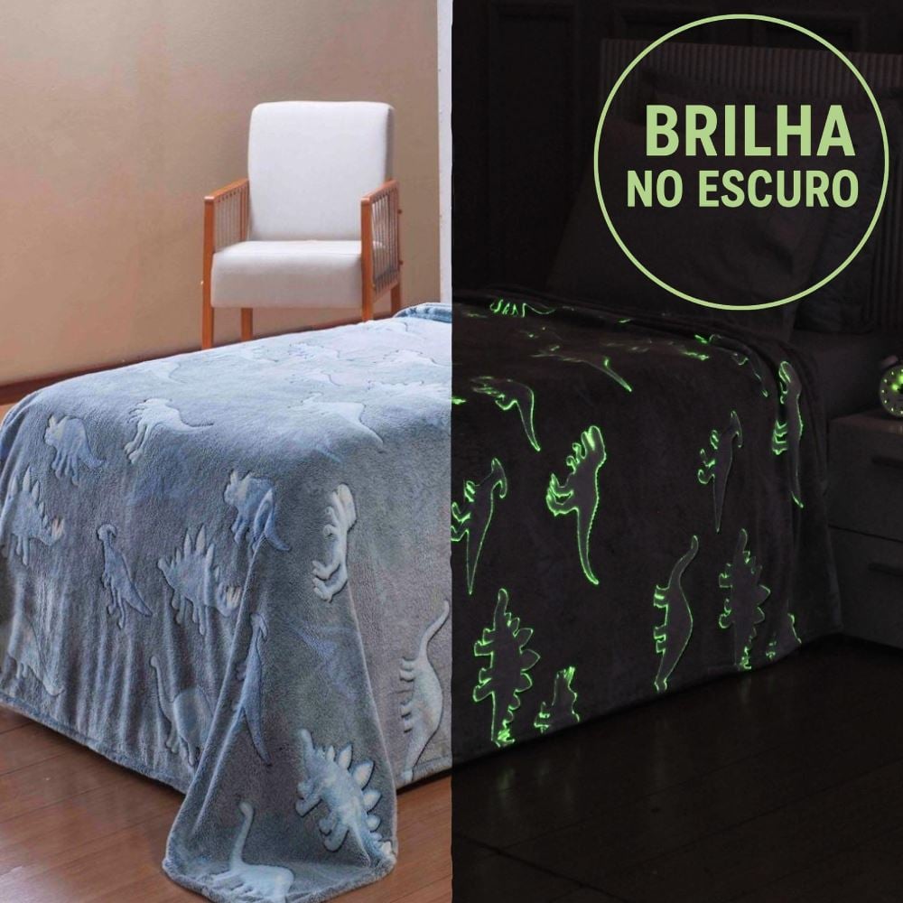 Cobertor Infantil Mágico Encantos Brilha No Escuro Havan Kids - Azul Jurassic