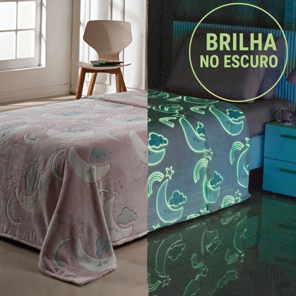 Cobertor Infantil Mágico Encantos Brilha No Escuro Havan Kids - Rosa Moon
