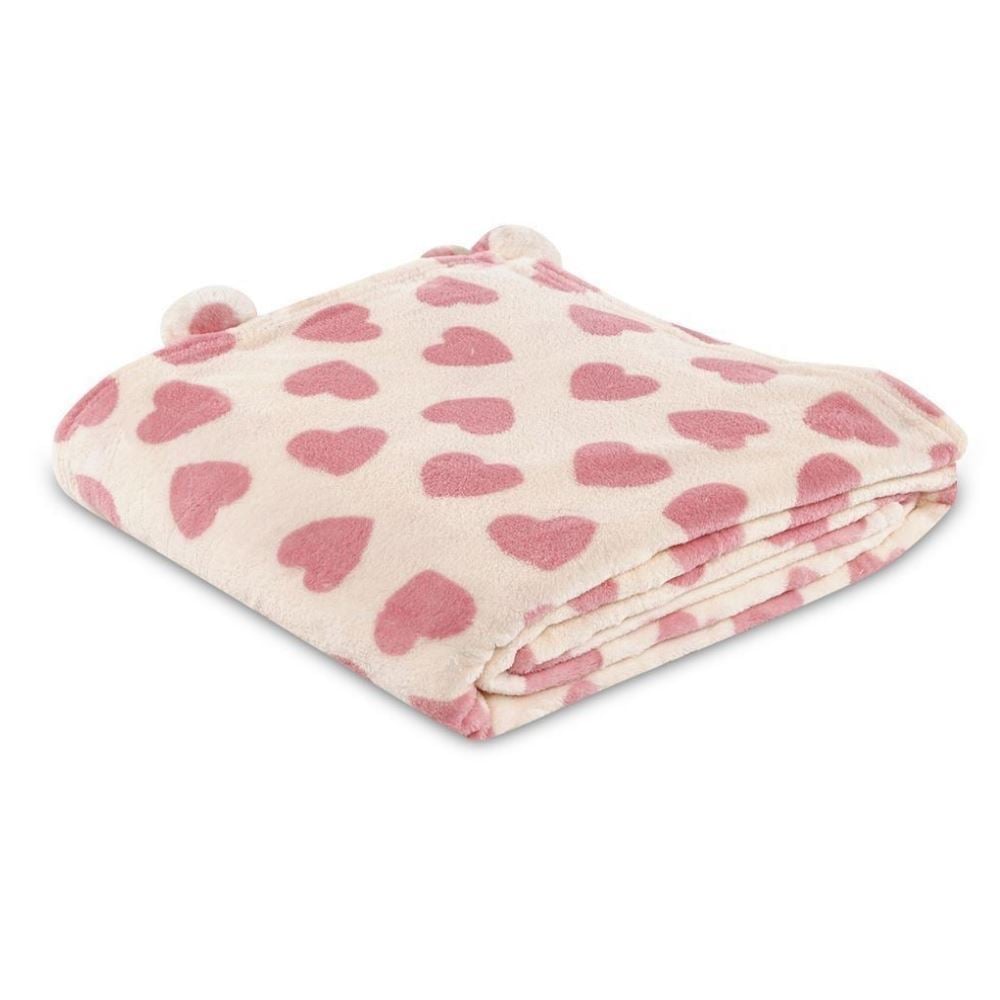 Cobertor Solteiro Infantil Pompom Havan Kids - Coração Rosa