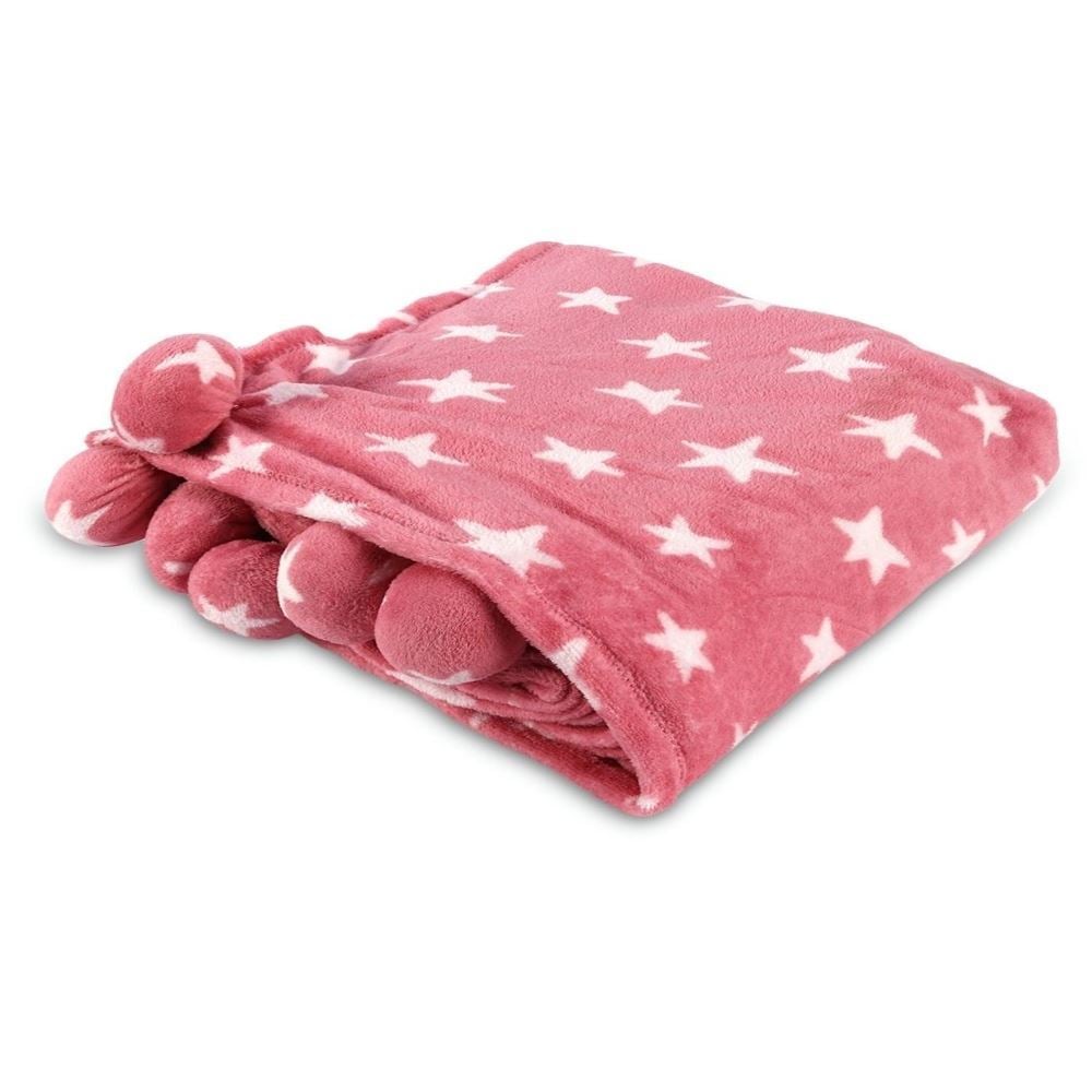 Cobertor Solteiro Infantil Pompom Havan Kids - Rosa Estrela