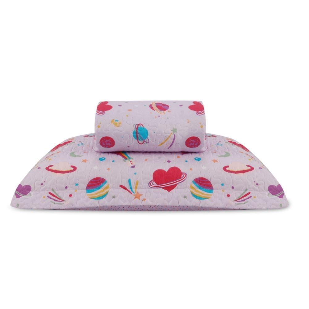 Kit Colcha Solteiro Dupla Face Matelado Havan Kids 2 pçs - Galaxy Girl Rosa