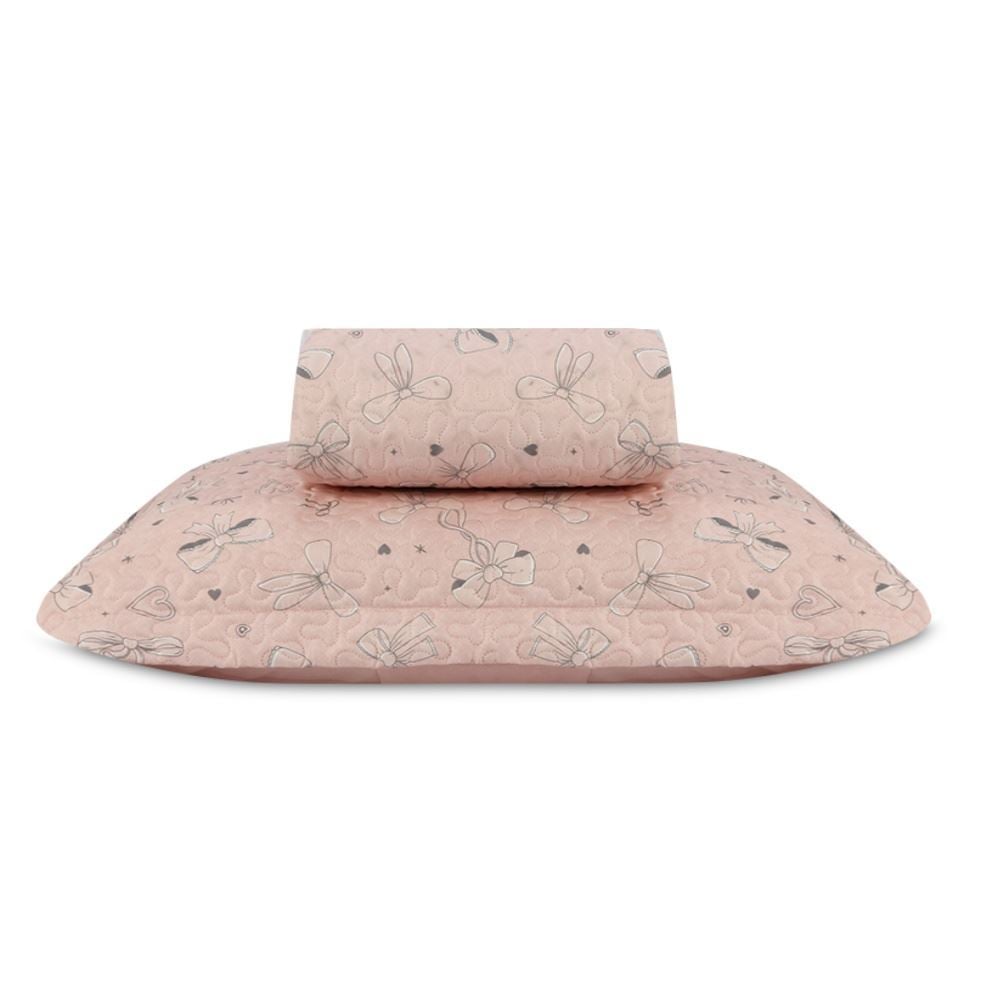 Kit Colcha Solteiro Dupla Face Matelado Havan Kids 2 pçs - Laços Rosa