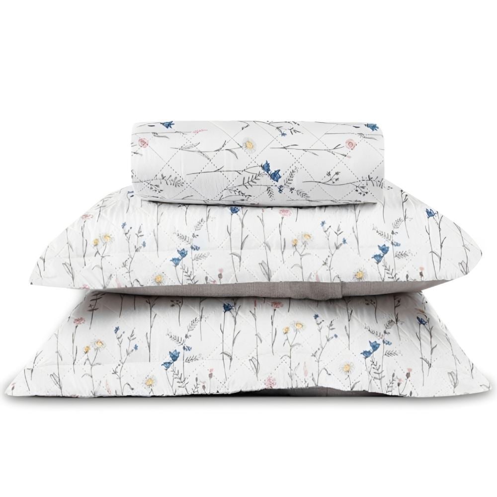 Kit Colcha King Versalhes Estampada Havan Casa 3 Peças - Floral Off