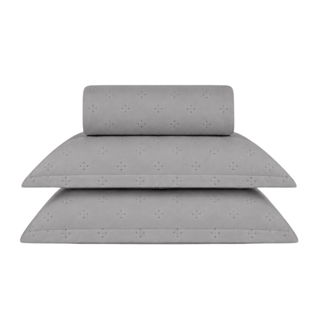 Kit Colcha King Lisa Elegance 3Pçs Havan Casa - Cinza