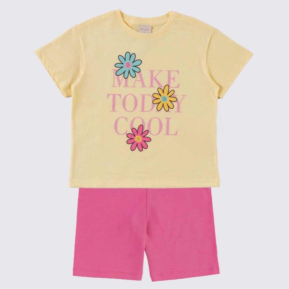 Conjunto Infantil Menina 4 a 10 Anos Marmelada Amarelo Banana/Chiclete