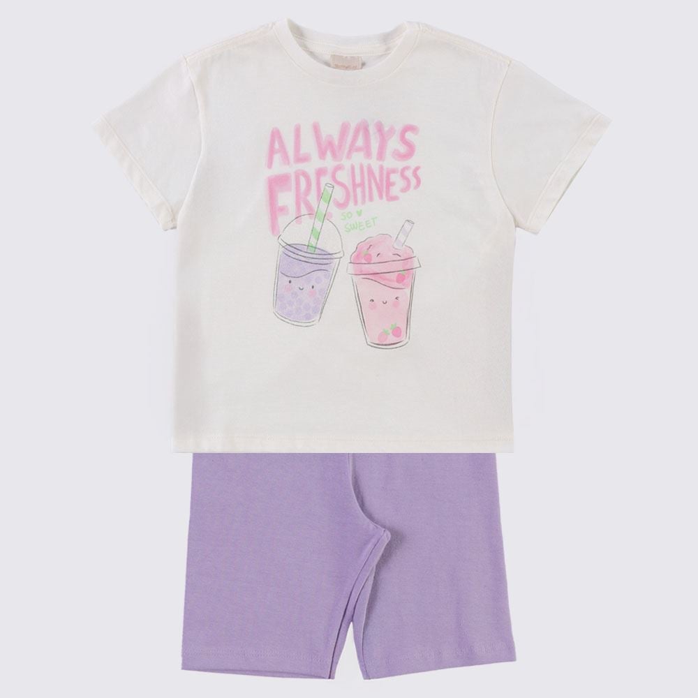 Conjunto Infantil Menina 4 a 10 Anos Marmelada Cream/Iris