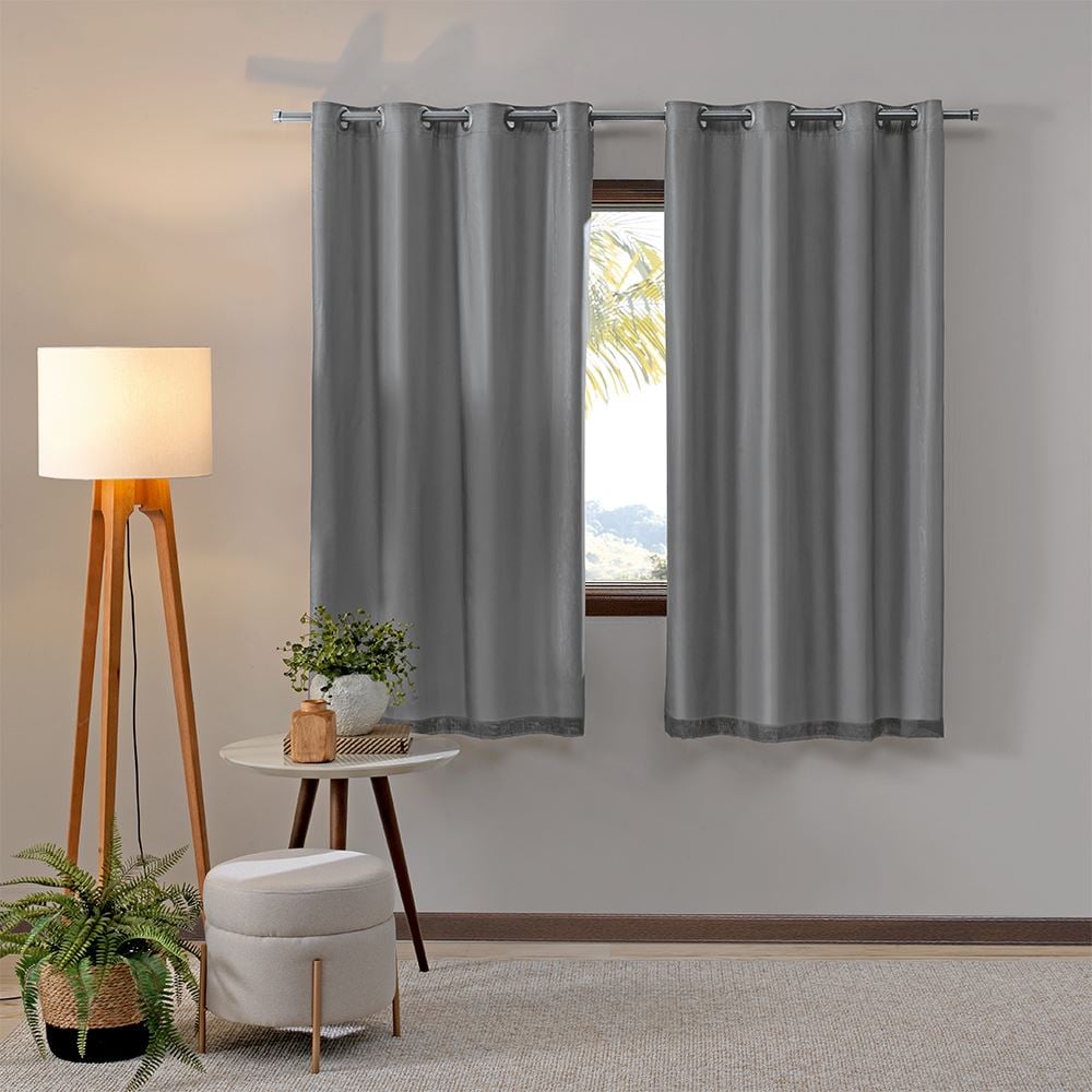 Cortina para Quarto e Sala 2,60 X1,70M Pratika Bellini Havan Casa - Cinza Escuro