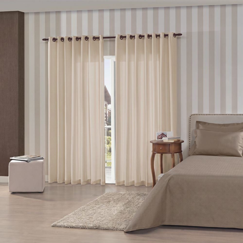 Cortina para Quarto e Sala 2,60X2,30 m Rústica Madri Havan Casa - Areia