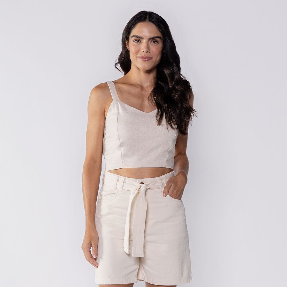 Cropped Feminino De Viscose Boby Blues Natural