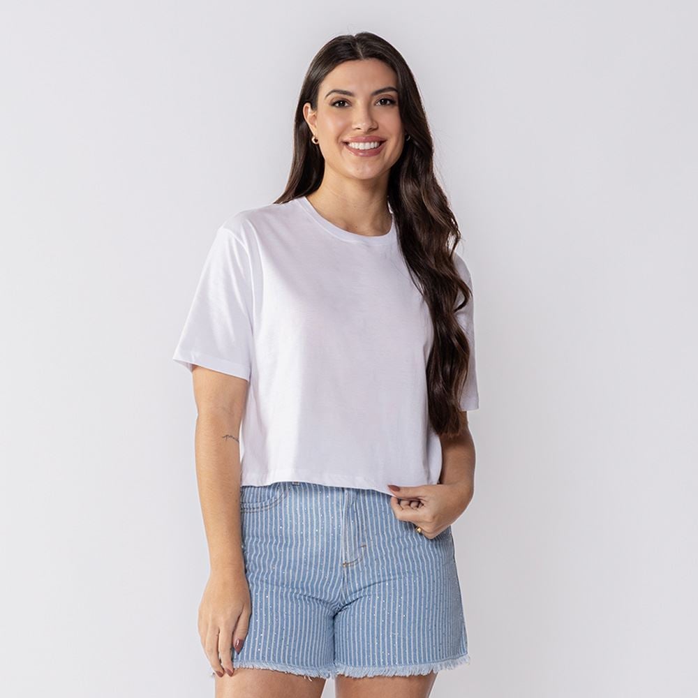 Cropped Feminino Básico Boby Blues Branco