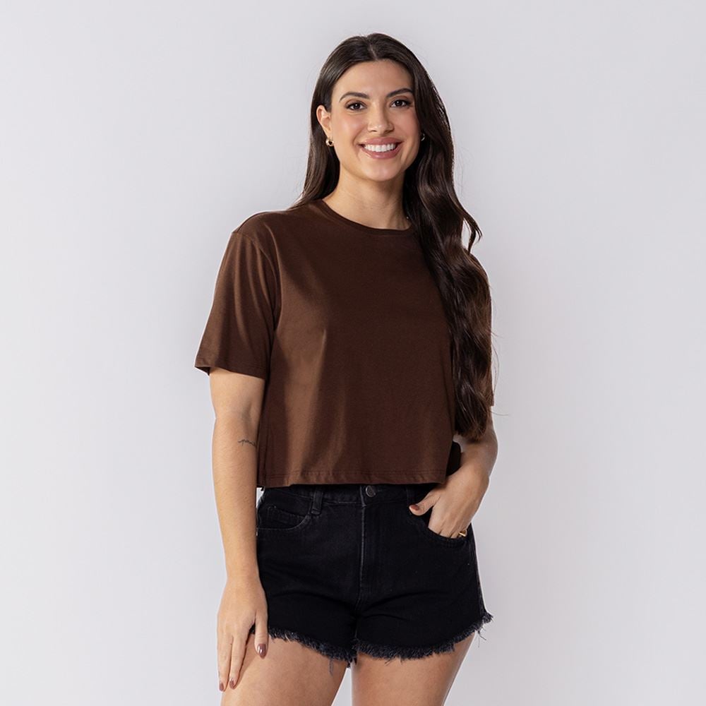 Cropped Feminino Básico Boby Blues Marrom