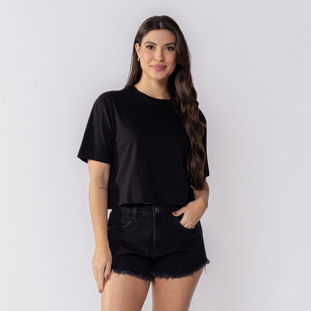Cropped Feminino Básico Boby Blues Preto