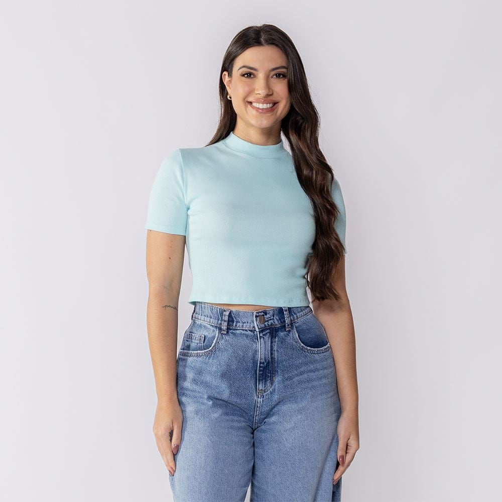 Cropped Feminino De Ribana Boby Blues Agua Viva