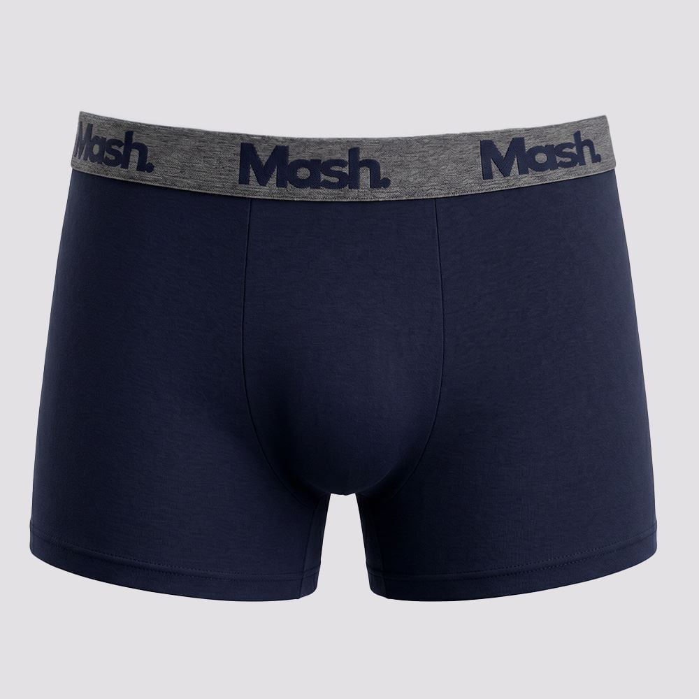 Cueca Boxer Em Algodão Mash Azul Marinho