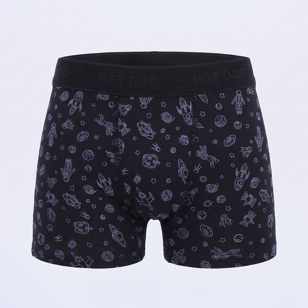 Cueca Boxer Infantil 2 a 10 Anos Em Microfibra Hot Dog Preto