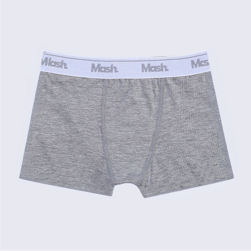 Cueca Boxer Infantil 4 a 10 Anos Em Algodão Mash Cinza Mescla Claro