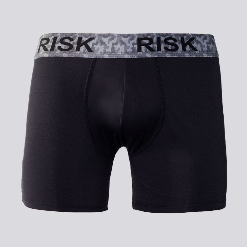 Cueca Boxer Masculina De Microfibra Com Elástico Sublimado Risk Preto