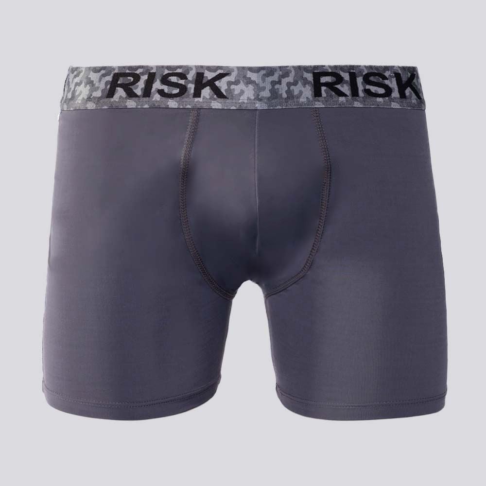Cueca Boxer Masculina De Microfibra Com Elástico Sublimado Risk Grafite