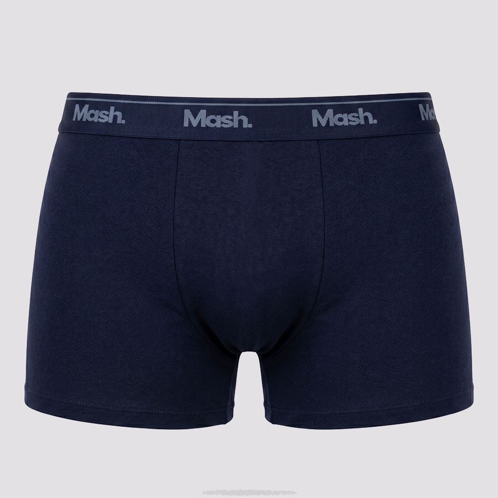 Cueca Boxer Masculina Em Algodão Mash Azul Marinho