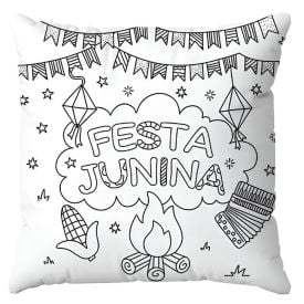 Almofada Decorativa Infantil para Colorir 38X38 cm Havan Casa - Festa Junina