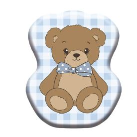 Almofada Formas Veludo Havan Baby - URSO AZUL XADREZ