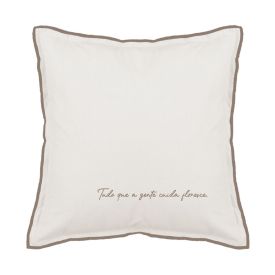 Almofada Elegance Linho Estampada 48X48cm Havan Casa - FLORESCE TAUPE