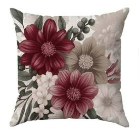Almofada Veludo Estampado 48X48 Havan Casa - FLORES BORDO