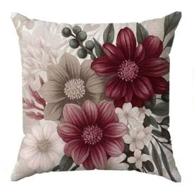 Almofada Veludo Estampado 48X48 Havan Casa - FLORES BORDO