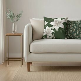 Almofada Veludo Estampado Verão 48X48cm Havan Casa - Lírio Verde