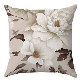 Almofada Veludo Estampado 48X48cm Havan Casa - Flores Off e Marrom