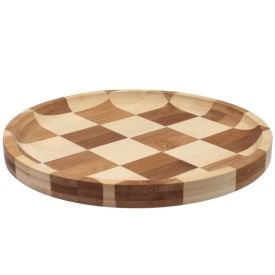 Bandeja Bambu Redonda Havan Casa 24Cm - Xadrez