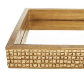 Bandeja Decorativa Bw Quadros Espelhado 35X20cm - Madeira Escura