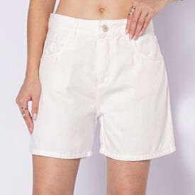 Bermuda Feminina Em Sarja Sawary Off White