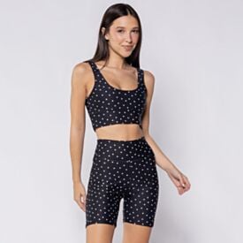 Bermuda Feminina Fitness Scream Poa Preto/Branco